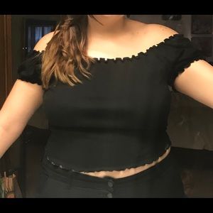 Black, plus size, off the shoulder, crop top